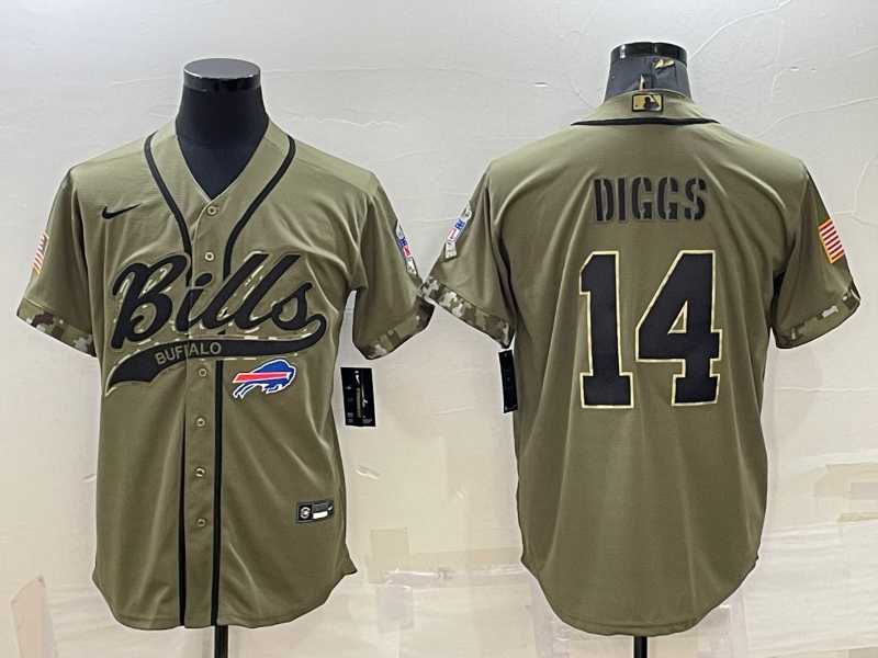 Men%27s Buffalo Bills #14 Stefon Diggs 2022 Olive Salute to Service Cool Base Stitched Baseball Jersey->buffalo bills->NFL Jersey